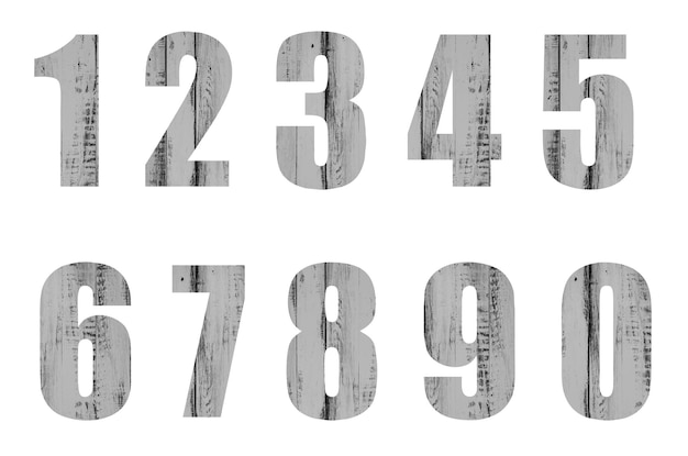 Photo numbers against white background