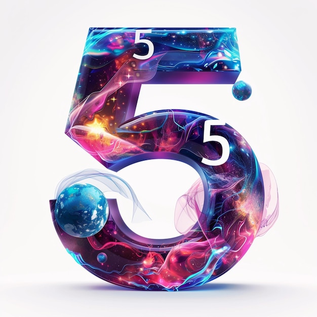 Numerical Number Five in Creative Digital Art Style