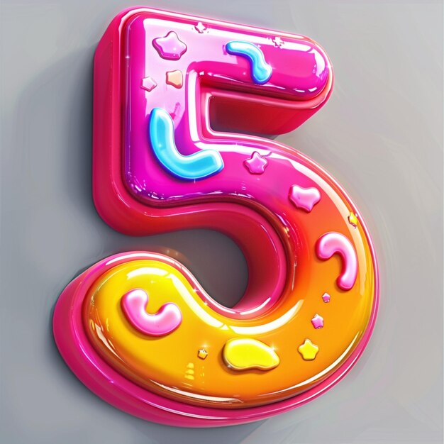 Numerical Number Five in Creative Digital Art Style