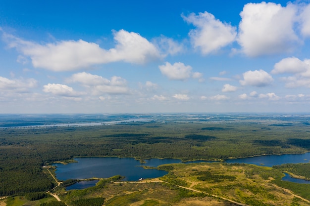 Numerous lakes in the woods captured using a drone