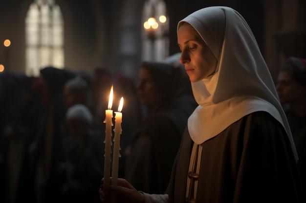 Photo nun a member of a religious community leading a nun39s life member of a religious community praying to god and jesus christ faith religion bible monastery laurel church mother sister nun