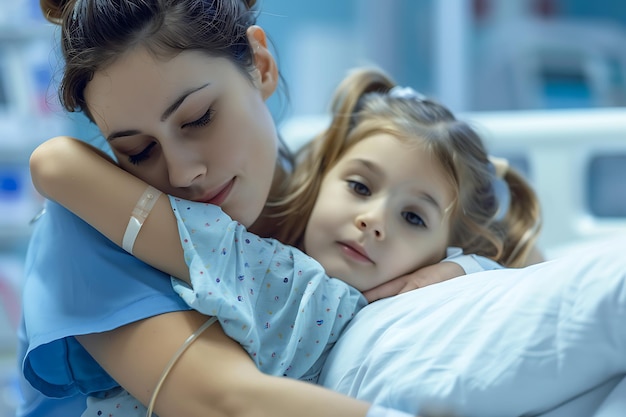 Photo nurse comforting child pediatric ward comprehensive visual assessment of patient care emotional