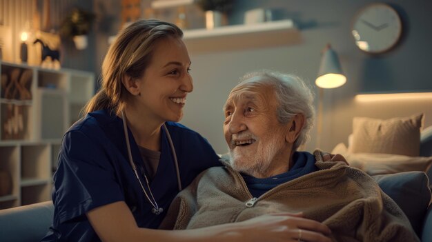 Photo the nurse and elderly patient