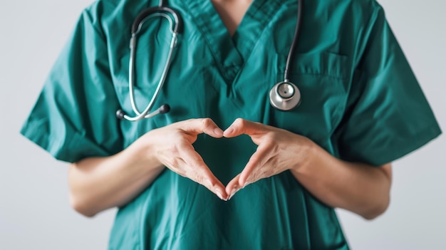 The nurse forming heart