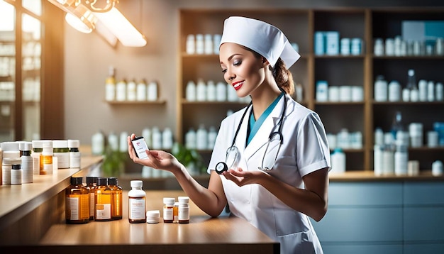 Photo nurse giving medicines