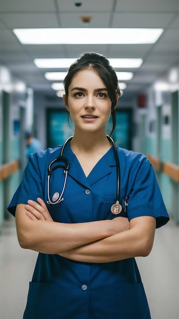 Nurse healthcare and medicine with a woman working in healthcare for health wellness or insurance i