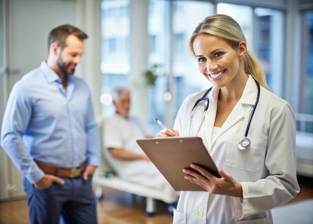 Photo a nurse in a hospital with a patient