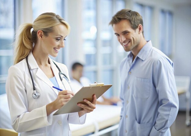 Photo a nurse in a hospital with a patient