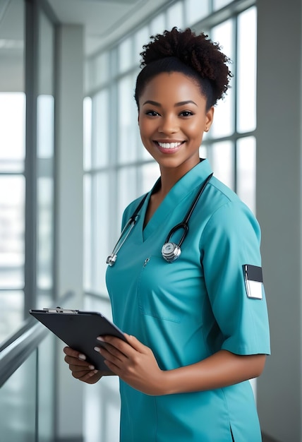 Nurse portrait in hospital black nurse