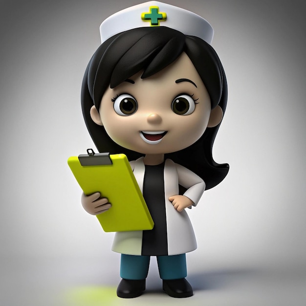 Photo a nurse with a green folder and a nurse in the background