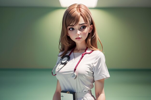 A nurse with a stethoscope around her neck