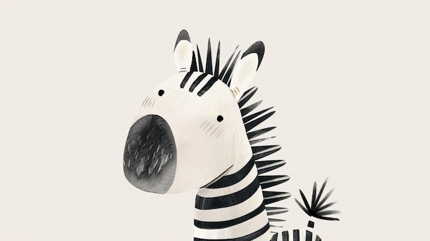 Photo nursery clipart of a cute kawaii zebra in pastel colors