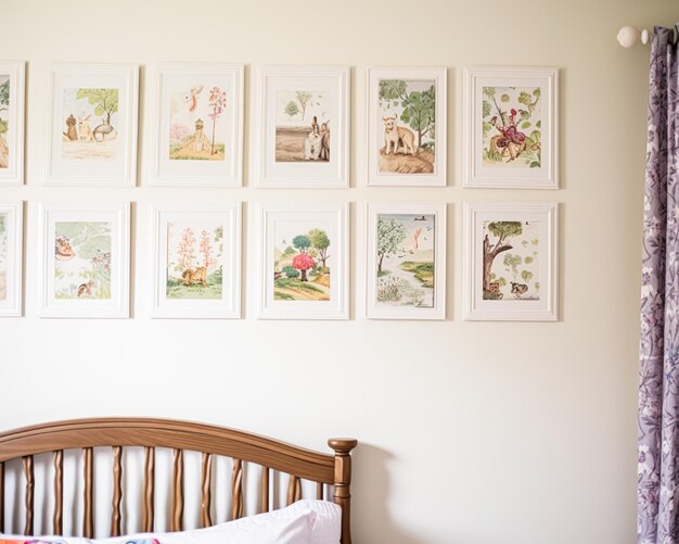 Photo nursery gallery wall home decor and wall art framed art in the english country cottage interior room