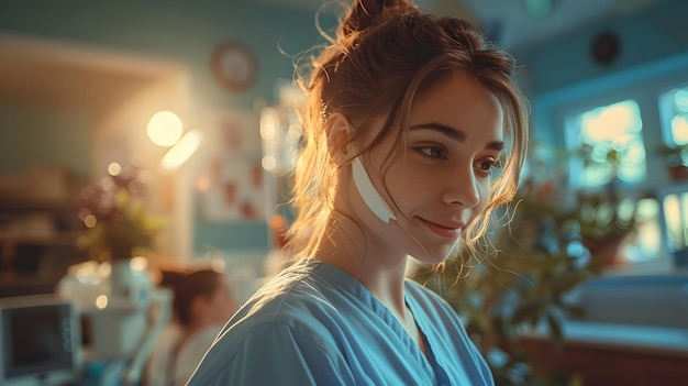 Nurses Nurturing Presence Delicate Bandaging in a Sunlit Hospital Room Cinematic Portrait