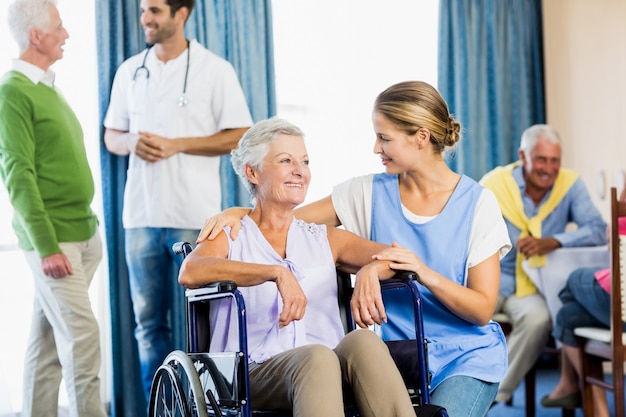 Nurses taking care of seniors