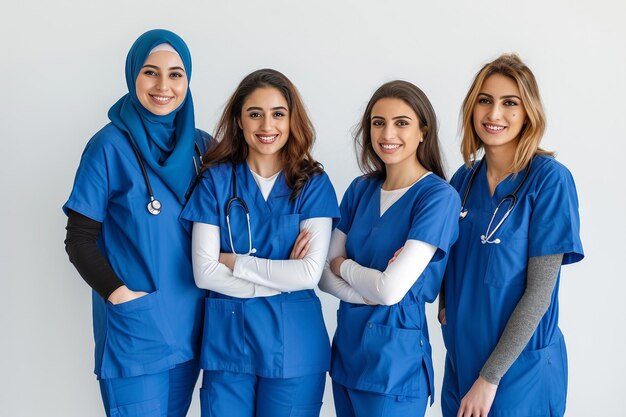 Nurses Team On White Background