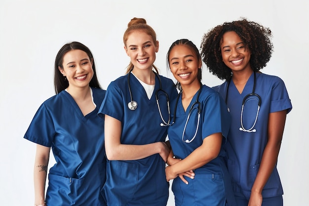 Nurses Team On White Background