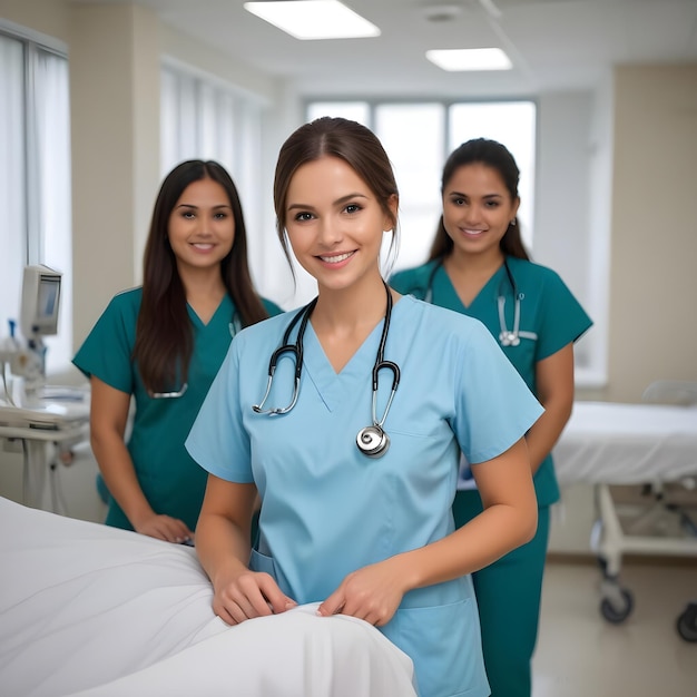 A nursing womens care at the hospital with full uniform