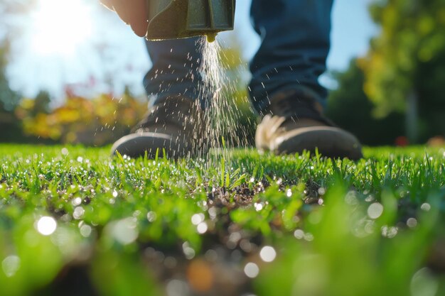 Photo nurturing new sprouts under the golden afternoon sun