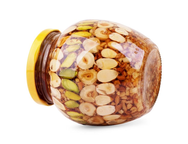 Nut sets Canned nuts in glass jars Homemade preservation Harvest of nuts Delicacy and Healthy food