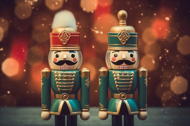 Nutcracker Ornaments watercolor winter background