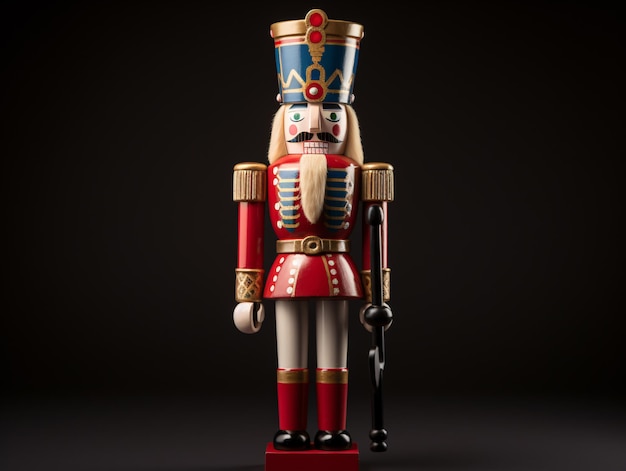 Photo a nutcracker toy on a black background