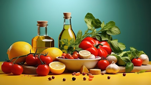 Nutrient Healthy food for balanced flexitarian mediterranean diet concept