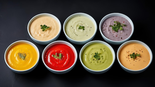 Nutrient Veggies cream soups and ingredients assortment