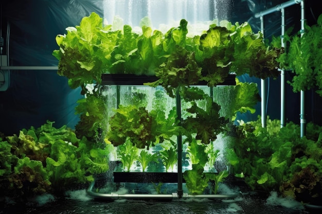 Nutrientrich water flowing through hydroponic system created with generative ai