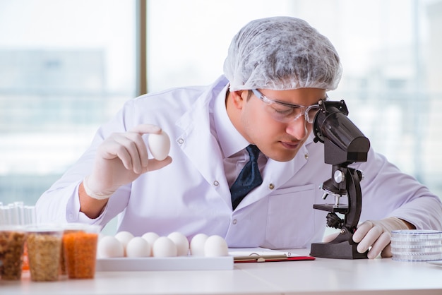 Nutrition expert testing food products in lab