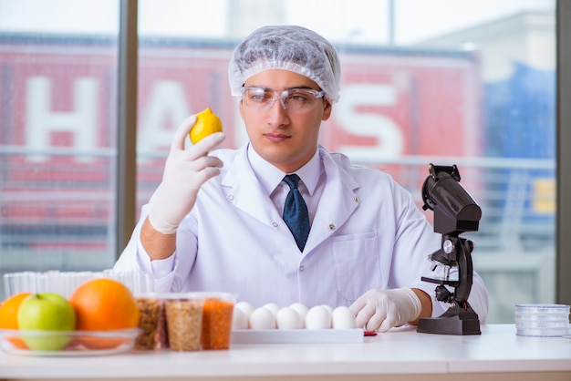 Nutrition expert testing food products in lab