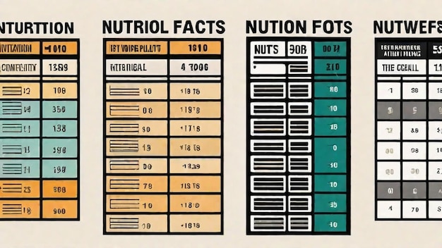 Photo nutrition facts of popular nuts