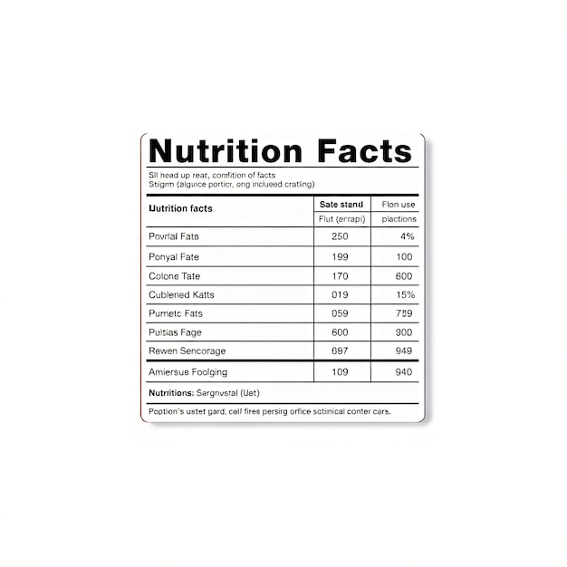 Photo nutrition facts table design with care