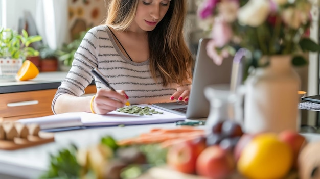 Photo nutritionist creating a personalized meal plan for a client based on their unique needs