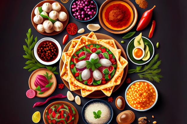 Nutritious Mediterranean appetizer concept Arabic traditional cuisine