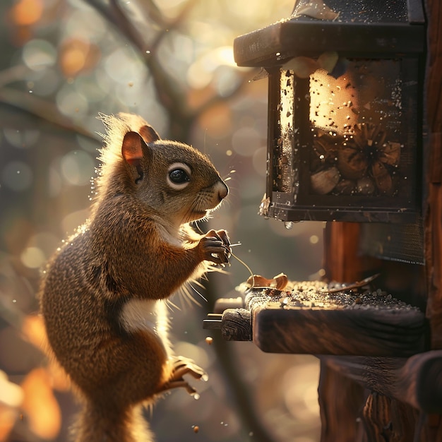 Nutty Antics Playful Squirrel Gathering Treasures