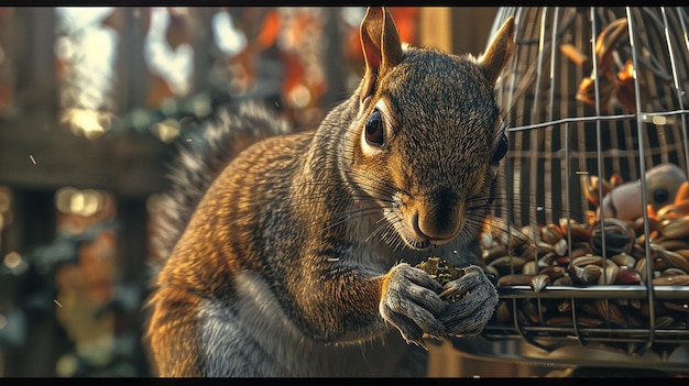 Nutty Antics Playful Squirrel Gathering Treasures