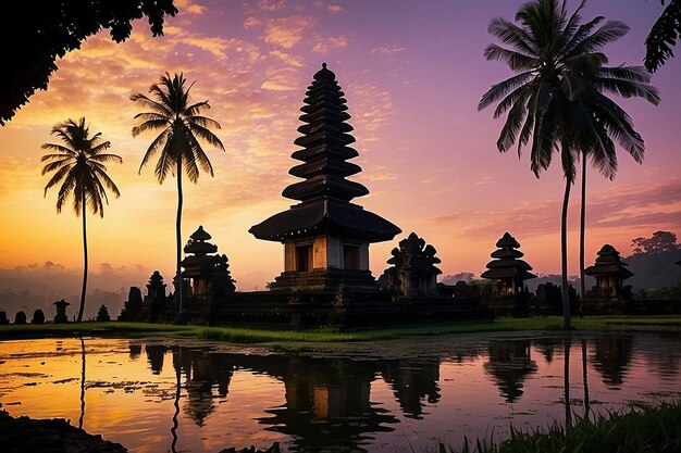 Nyepi day of silence with the temple at sunset