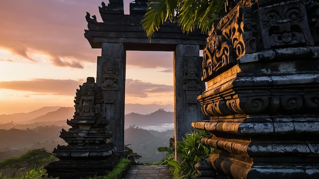 Nyepi day of silence with the temple at sunset