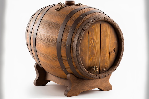 Oak barrel made of wood isolated on a white background