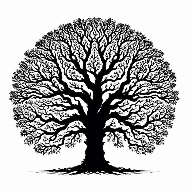 Oak Tree Silhouette Vector Illustration