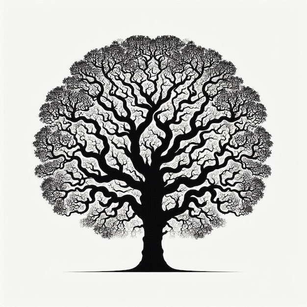 Oak Tree Silhouette Vector Illustration