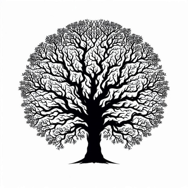 Oak Tree Silhouette Vector Illustration