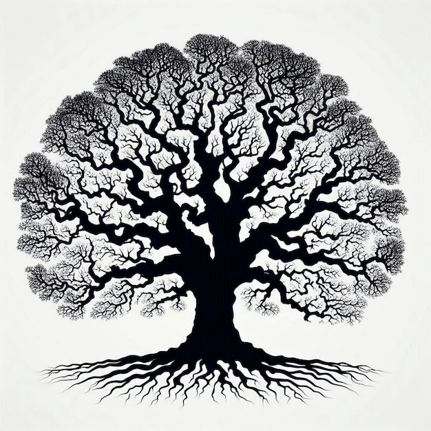 Oak Tree Silhouette Vector Illustration