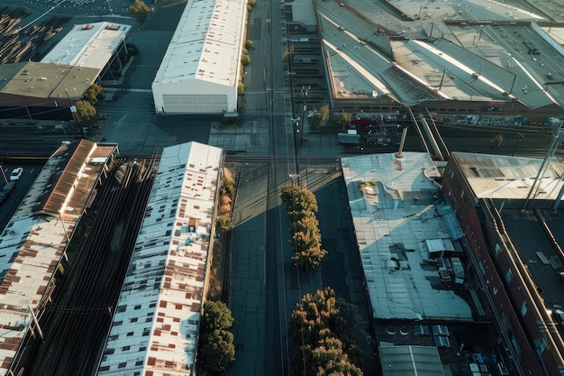 Photo oakland california area industrial park aerial view of industrial and commercial real estate helic