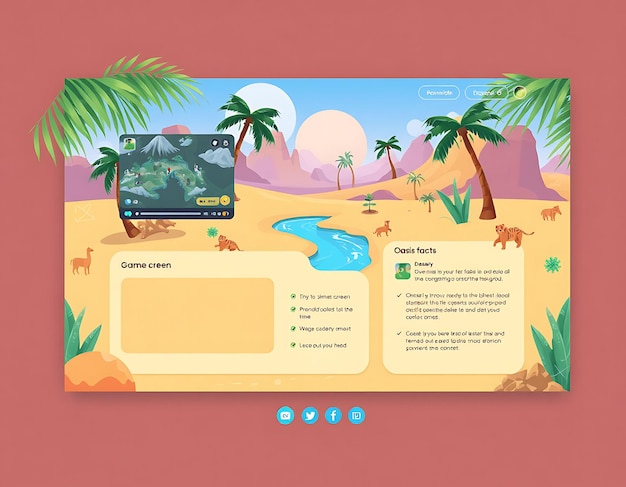 Photo oasis layout for a desert loving streamer with cool colors oasis creative game interfaceel