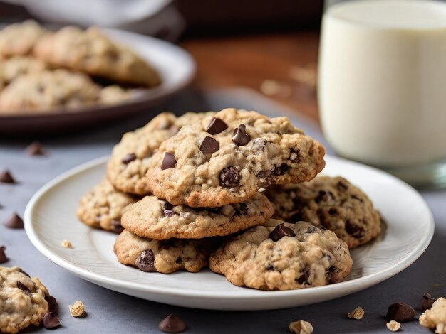 Oatmeal Chocolate Chip Cookies on a dish