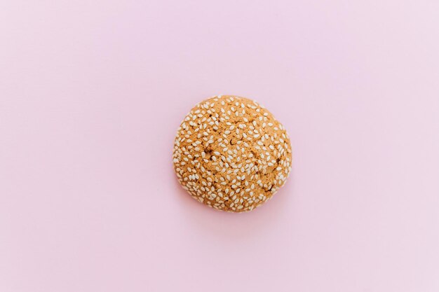 Oatmeal cookies on a pink background