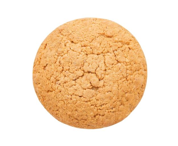 Oatmeal cookies round sweet top view isolated on white background with clipping path