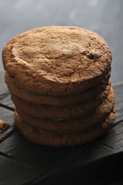 Oatmeal cookies on a wooden rustic Board